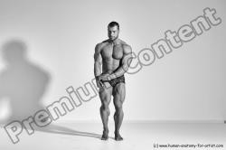 Underwear Man White Moving poses Muscular Short Brown Dynamic poses Academic